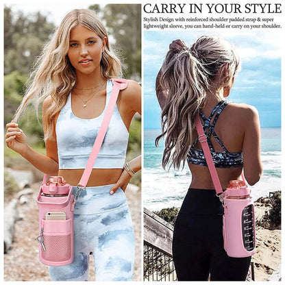 2L Water Bottle Insulator Sleeve with Strap - Portable Tumbler Bottle Case for Camping and Outdoor Sports - Drinkware Protection Bag