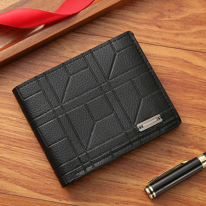 Men’s Slim Leather Bifold Wallet – Minimalist Multi-Card Holder Business Casual Short Wallet with Money Clip
