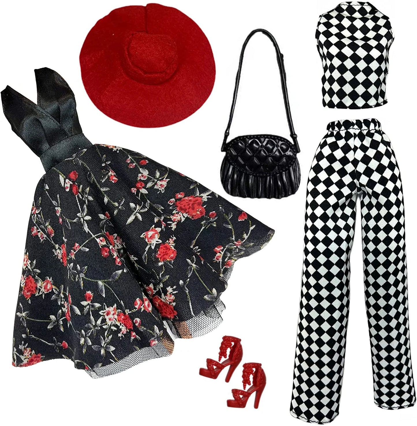 Deluxe Doll Clothes Set – Black & Red Tea Time Fashion Outfit for 11.5” Dolls