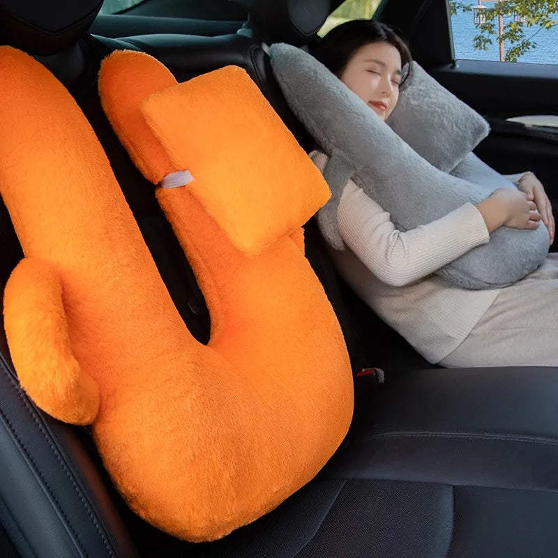 Children’s Cartoon Car Neck Pillow – Rear Seat Sleep Headrest & Seat Belt Shoulder Support