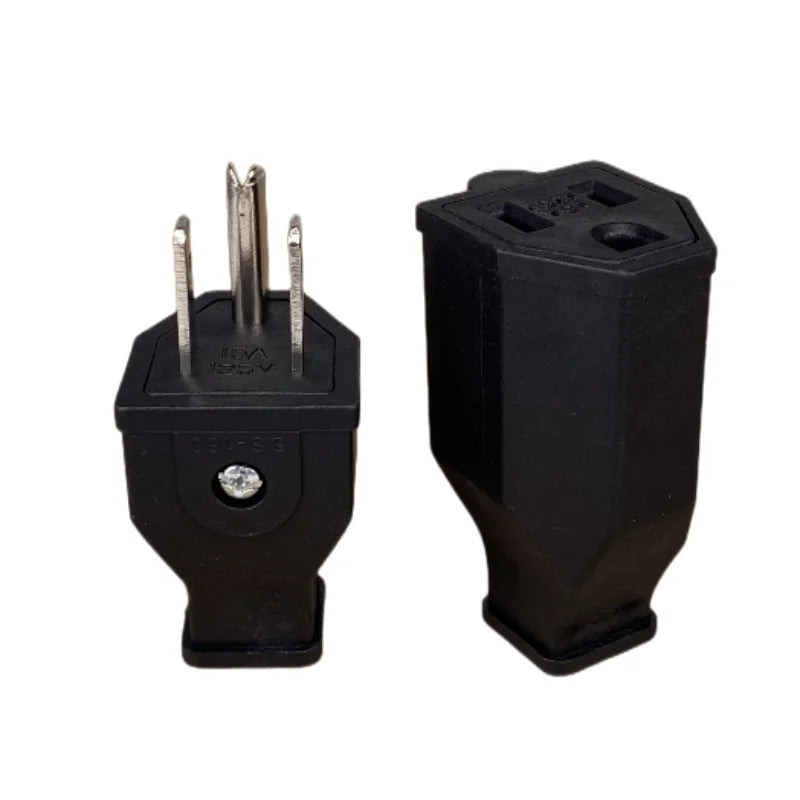 US 3-Pin Industrial AC Power Plug - 15A Rewireable Male Electrical Connector for Extension Cords and Outlets
