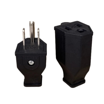 US 3-Pin Industrial AC Power Plug - 15A Rewireable Male Electrical Connector for Extension Cords and Outlets
