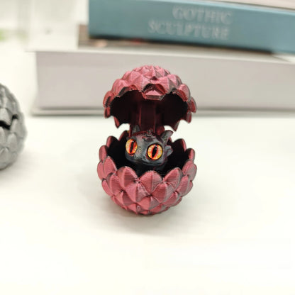 3D Printed Dragon Egg Figures – Mini Dragon Fidget Toy with Simulation Eyes, Desktop Decor & Kids Gift