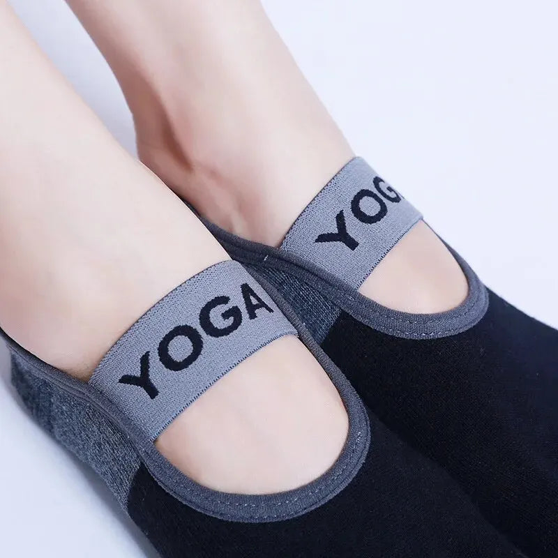 Ladies Breathable Yoga Socks - Non-Slip Silicone Five Finger Pilates Socks for Women, Backless Fitness and Ballet Dance Gym Sock