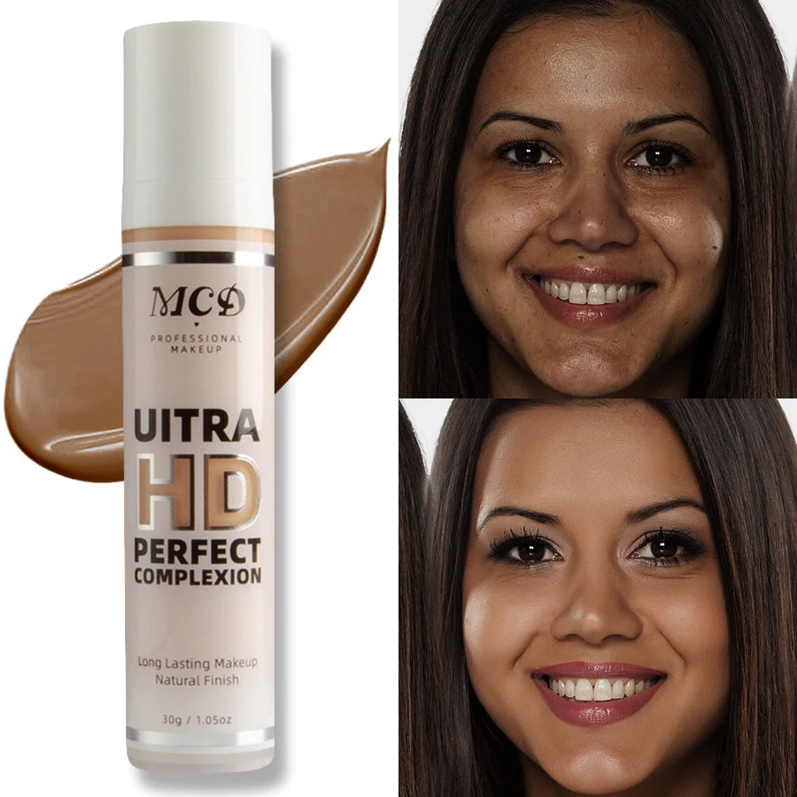 9-Shade Full Coverage Liquid Concealer & Foundation — Natural Matte Base Makeup