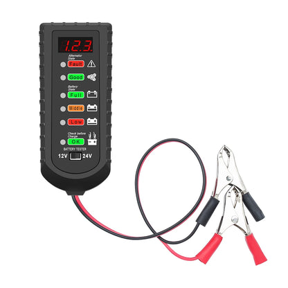 12V 24V Car Battery Tester - LED Voltage Circuit Analyzer with 6 Light Display for Auto Diagnostics