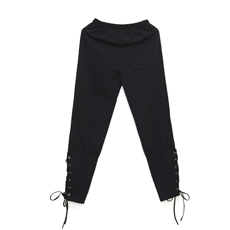 Men’s Pirate & Viking Costume Pants – Renaissance Medieval Drawstring Shorts for Halloween Cosplay