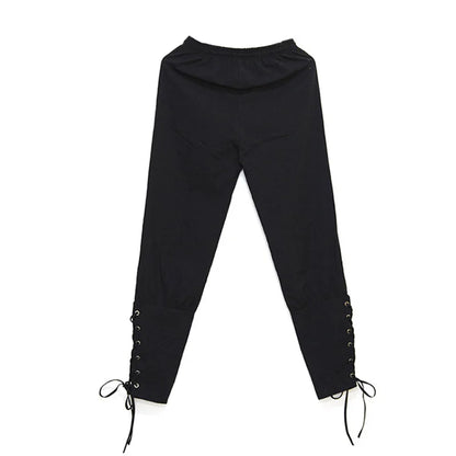 Men’s Pirate & Viking Costume Pants – Renaissance Medieval Drawstring Shorts for Halloween Cosplay