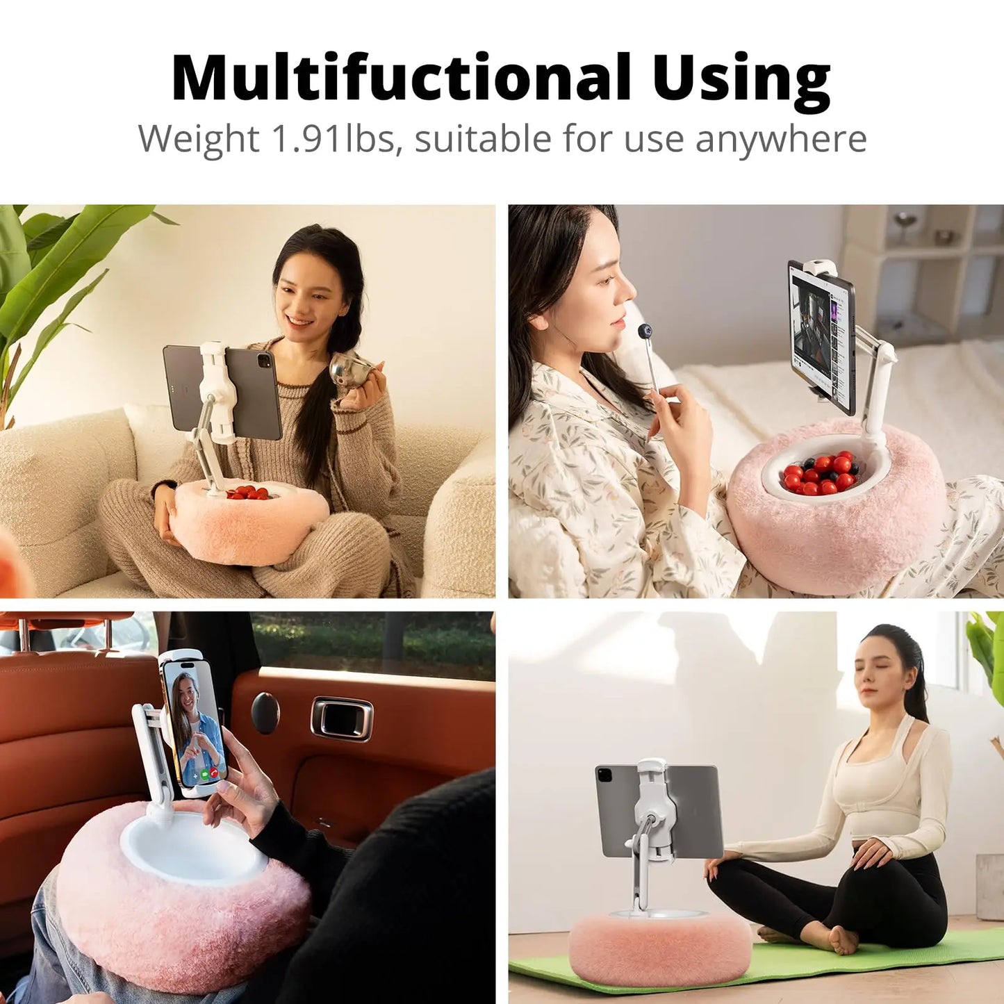2024 Plush Pillow Phone and Tablet Stand - Adjustable Desktop Bracket for Live Streaming and Video Chats - Lazy Tablet Holder