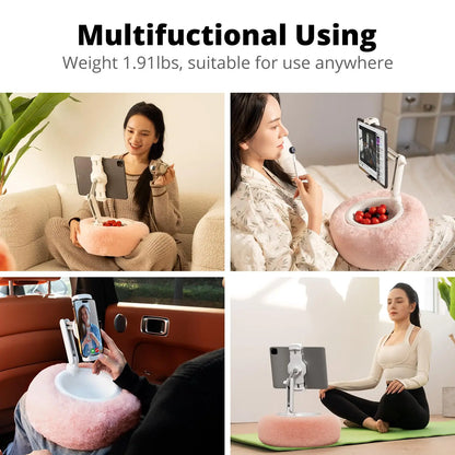 2024 Plush Pillow Phone and Tablet Stand - Adjustable Desktop Bracket for Live Streaming and Video Chats - Lazy Tablet Holder