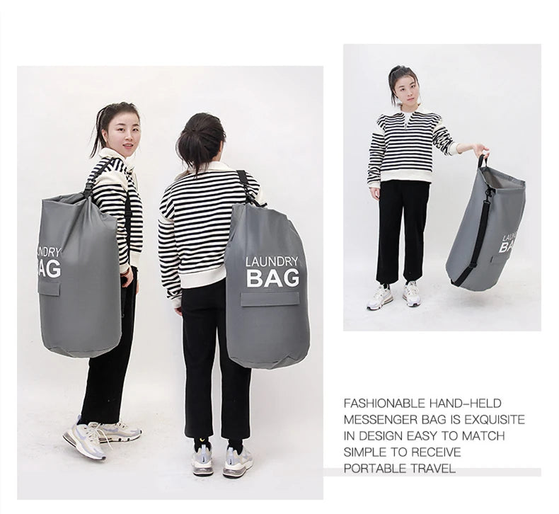 71L Laundry Backpack Hamper — Large Oxford Laundry Bag with Adjustable Shoulder Straps & Pocket