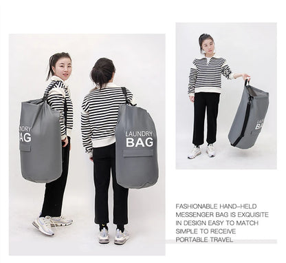 71L Laundry Backpack Hamper — Large Oxford Laundry Bag with Adjustable Shoulder Straps & Pocket