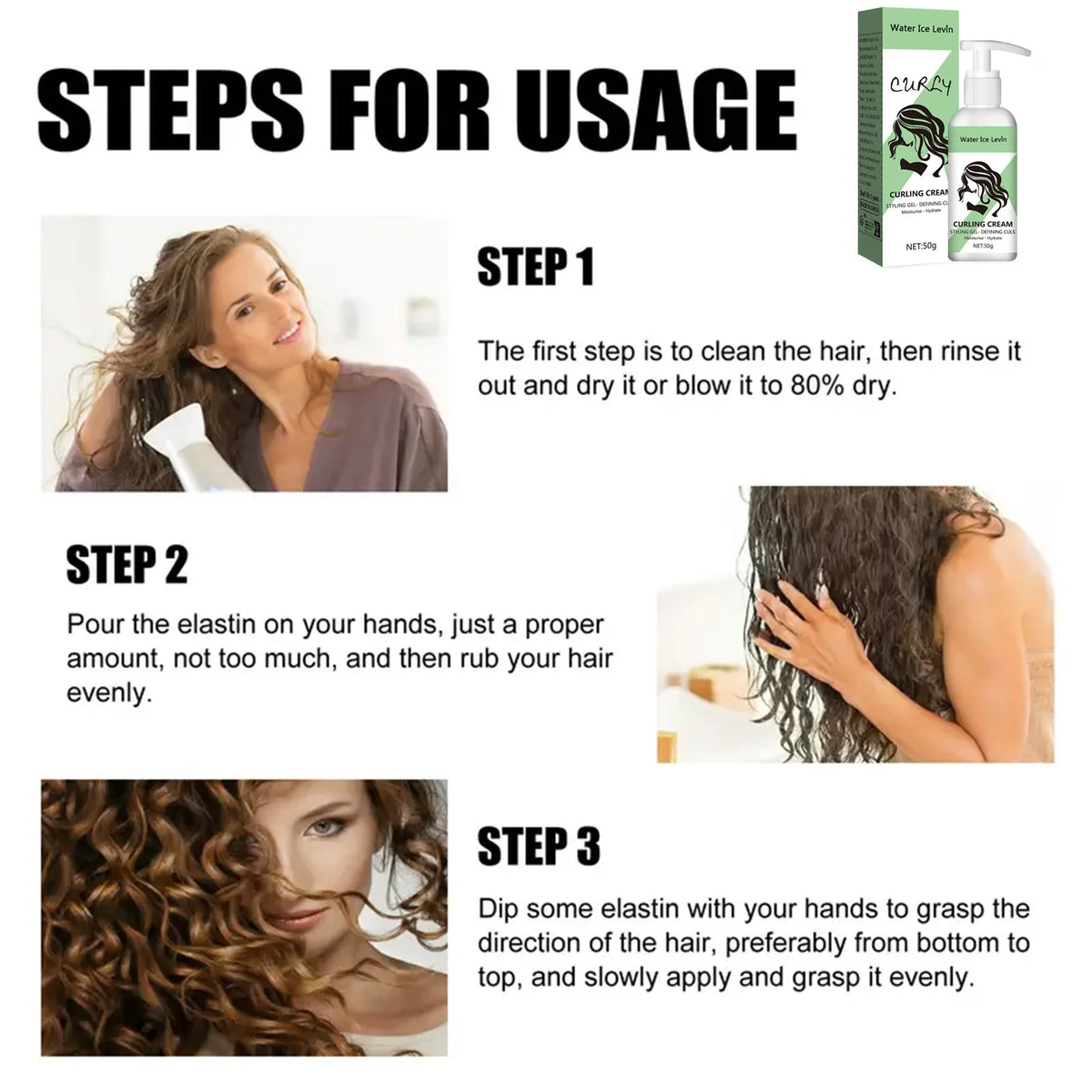 Curly Styling Gel Curling Cream - Keratin & Biotin Curl Defining, Moisturizing & Hydrating Hair Care