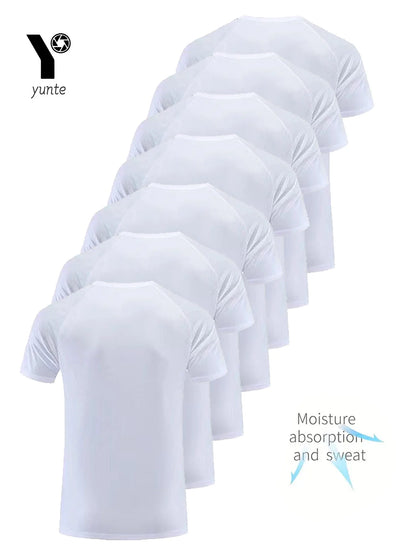 7-Pack Men's White T-Shirts - Ultra-Light Quick-Dry Breathable Gym & Fitness Tees