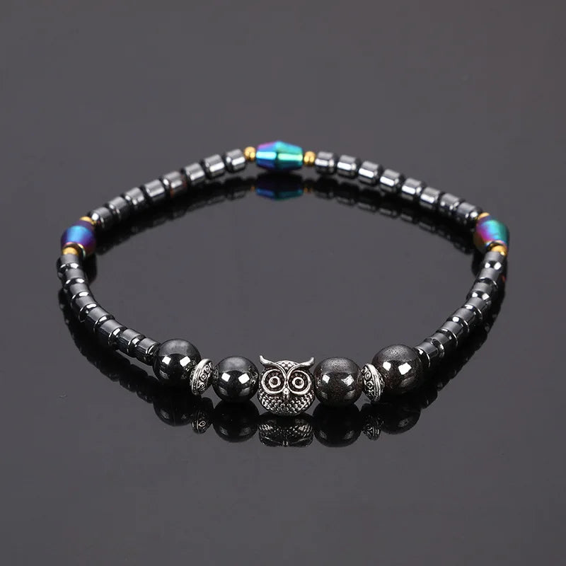 Weight Loss Magnet Anklets: Owl Animals Stone Magnetic Therapy Bracelets for Women Men - Pain Relief, Slimming Health Jewelry