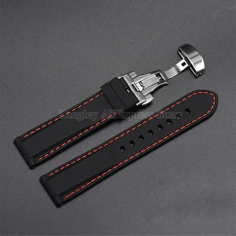 Rubber Watch Band 18/20/22/24mm — Quick Release Silicone Bracelet for Seiko, Men & Women, Sport Waterproof with Butterfly Buckle
