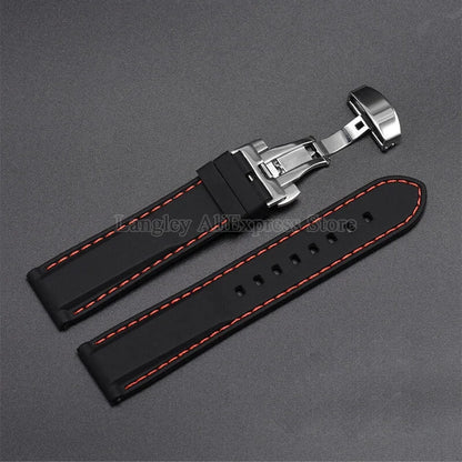 Rubber Watch Band 18/20/22/24mm — Quick Release Silicone Bracelet for Seiko, Men & Women, Sport Waterproof with Butterfly Buckle