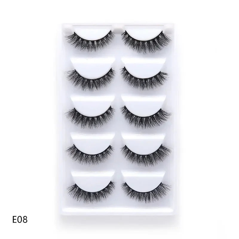 5 Pairs 3D Real Mink False Eyelashes – Soft Natural Look Eyelash Extensions for Makeup & Daily Wear