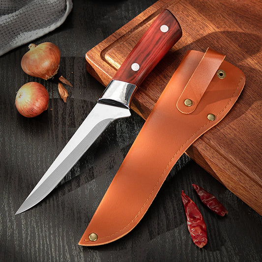 Hand-Forged Boning Knife – Stainless Steel Fillet Knife for Meat, Bone, Fruit, Vegetables, and Fish – Chef's Kitchen Knife