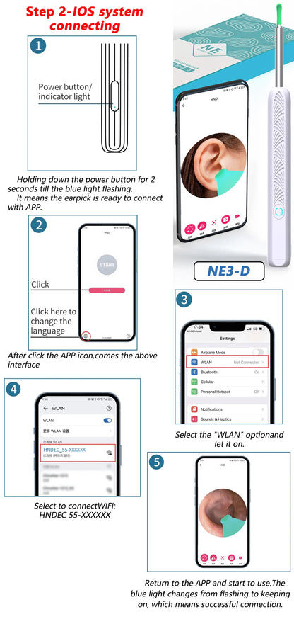Wireless Ear Cleaner with Camera – USB-C Rechargeable Otoscope Earpick, Wax Removal Endoscope Tool with Mini Camera