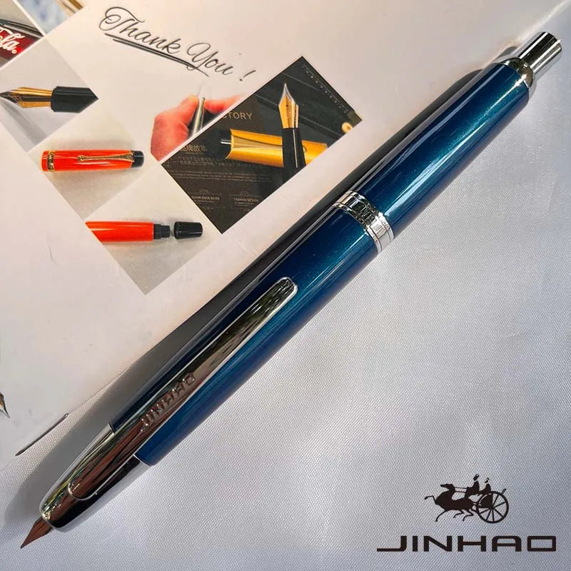 Jinhao 10 Metal Fountain Pen – Press-Out Nib, Retractable Fine Nib with Ink Converter