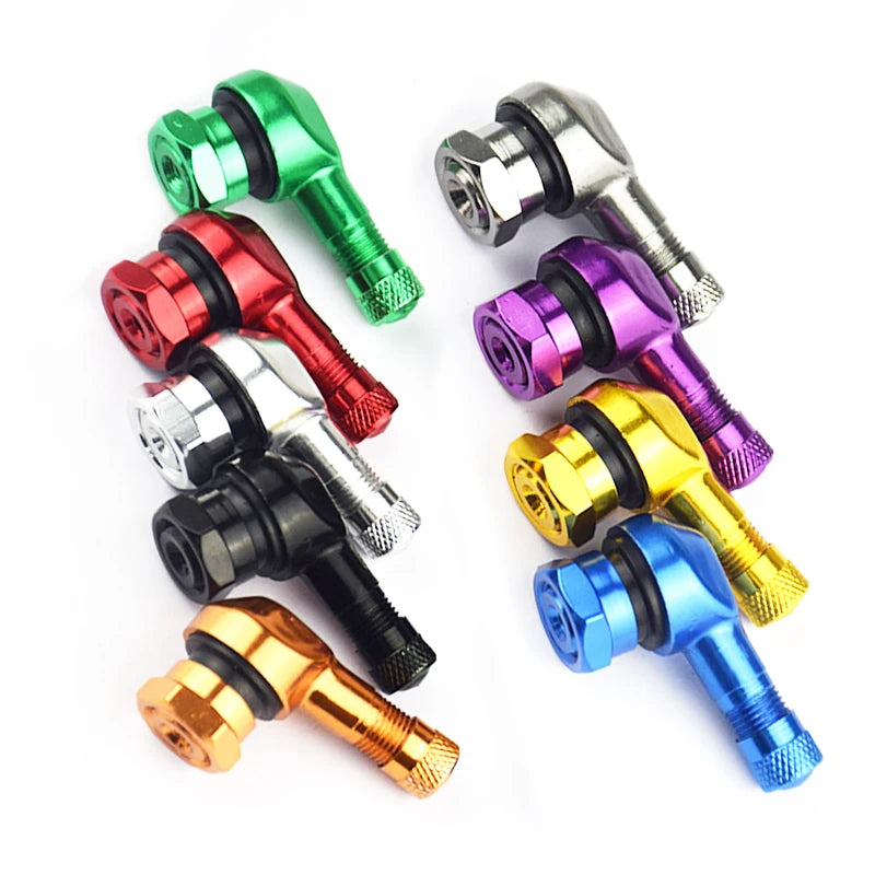 Universal Motorcycle Tire Valve Stem Caps - 90° CNC Aluminum Air Tire Cover, 17mm Tubeless Valve Stems in 10 Colors