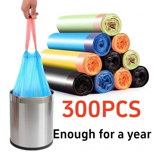 Portable Thickened Trash Bags 30/300PCS – Household Disposable Garbage Bags for Kitchen & Daily Waste Disposal