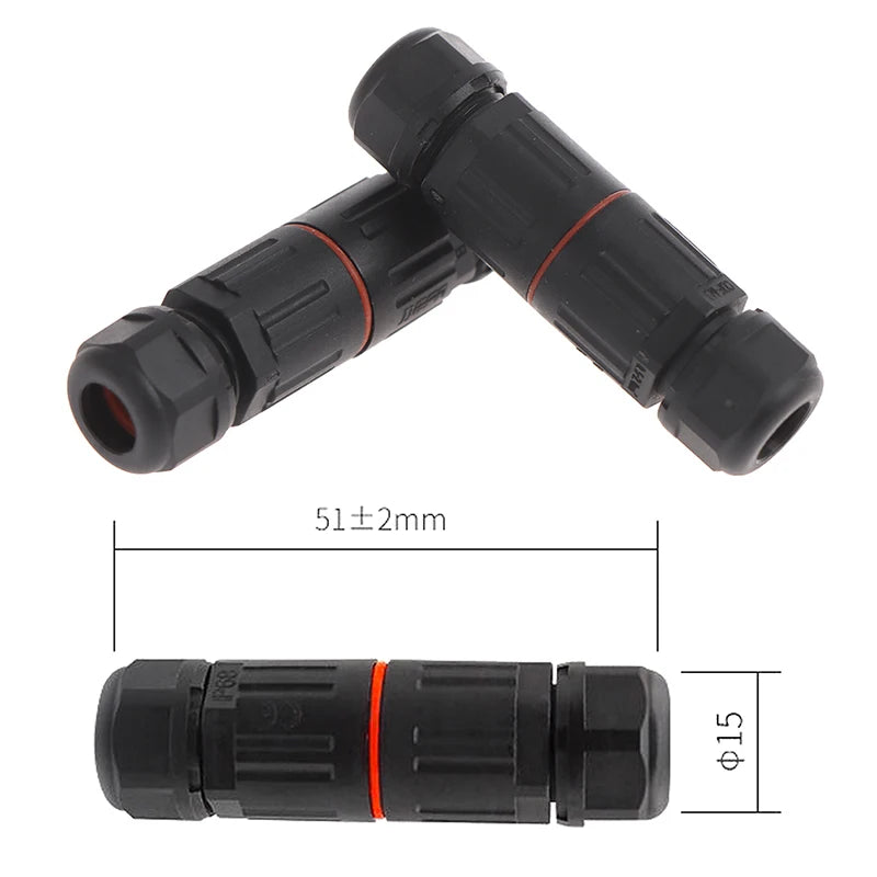 IP68 Waterproof Outdoor 2/3 Pin Electrical Plug Connector – Industrial Quick Screw Wire Cable Socket Straight Connection