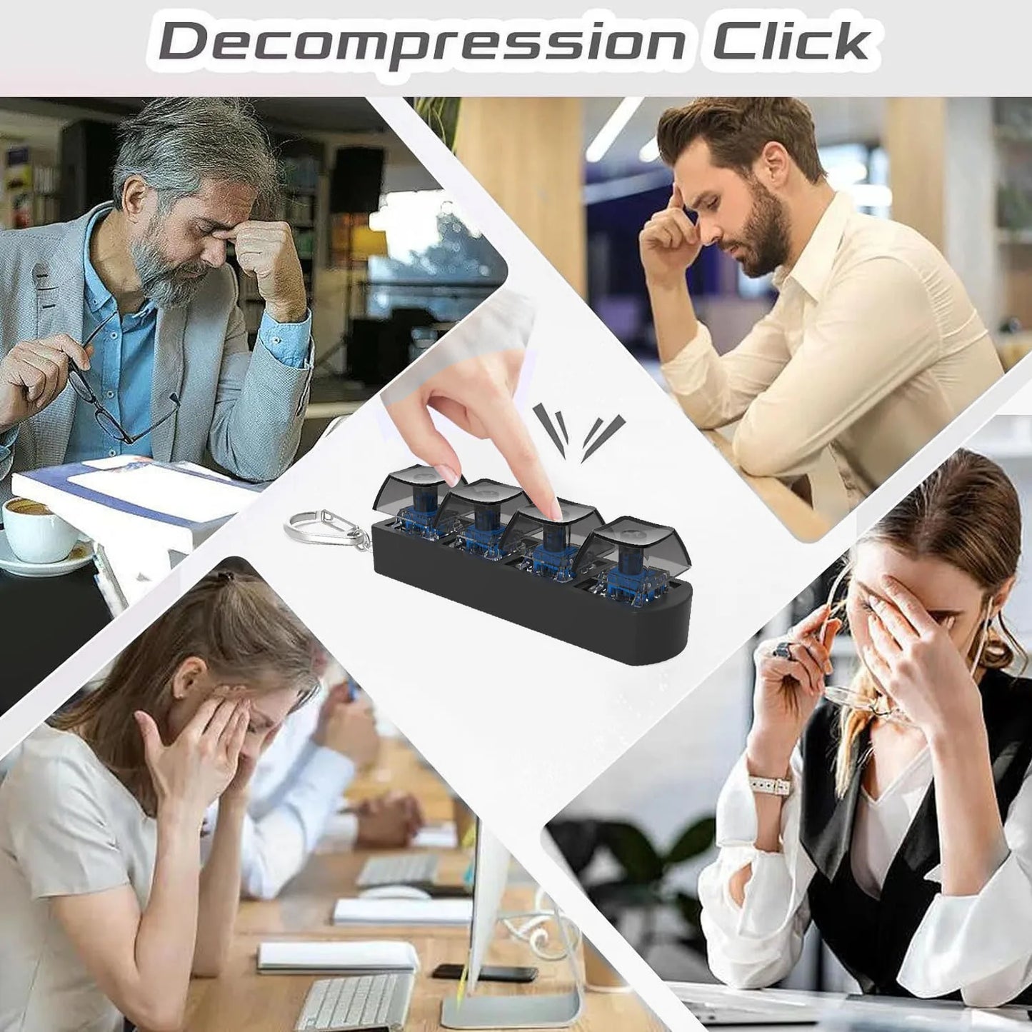 4-Keys Mechanical Keyboard Keycap Toy – Anti-Stress Finger Button Decompression Keychain for Children and Adults