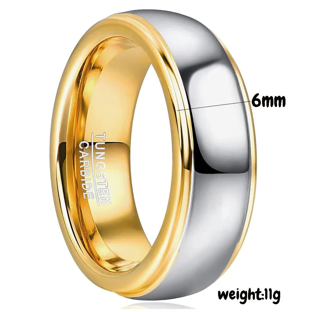 Classic 4/6mm Tungsten Wedding Band – Rose Gold Curved Stainless Steel Ring for Men & Women Couples Jewelry