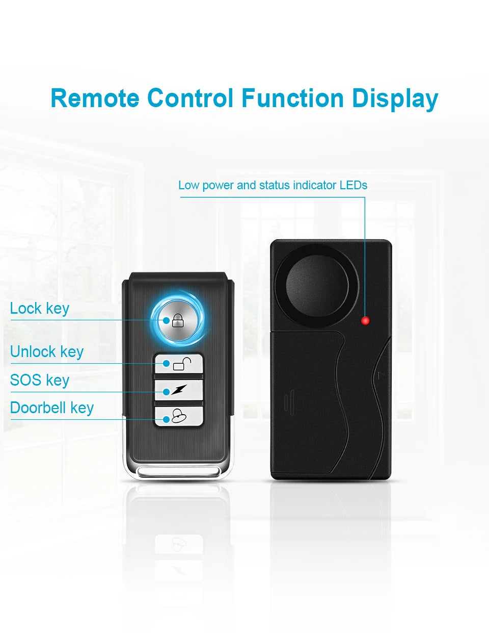 Awapow Wireless 110dB Vibration Bike Alarm with Remote Anti-Theft Home & Window Security
