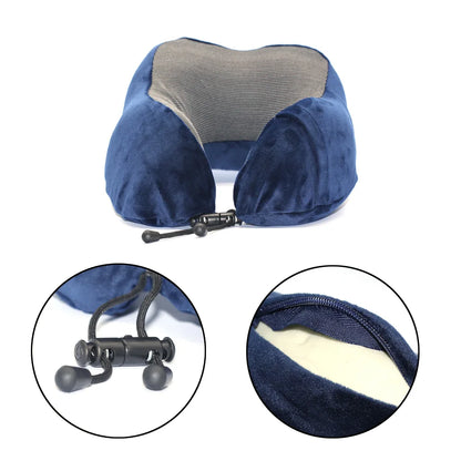 U Shaped Memory Foam Neck Pillow - Soft Travel Pillow with Massage Feature for Comfortable Sleeping, Airplane Pillow, Cervical Healthcare Bedding
