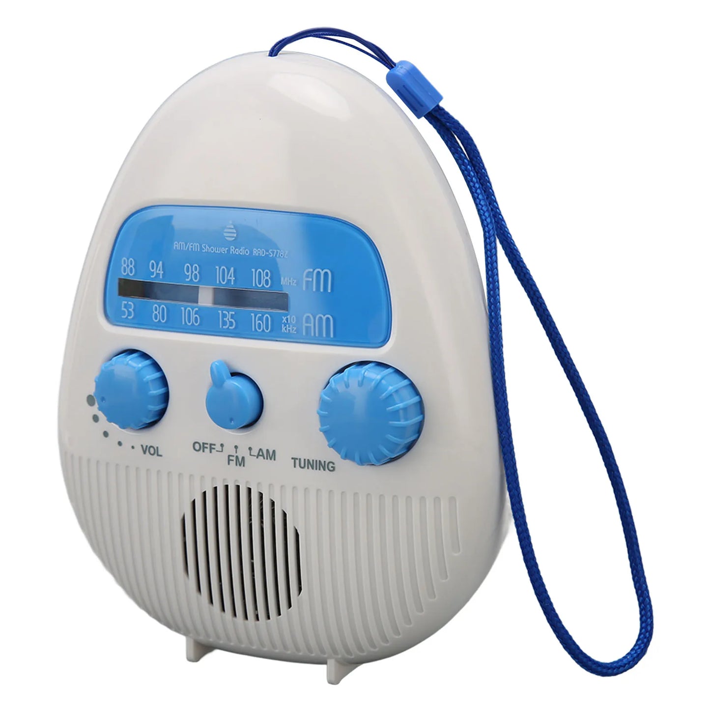 Waterproof AM/FM Shower Radio – Portable Bathroom Radio with Built-In Speaker and Battery Operation