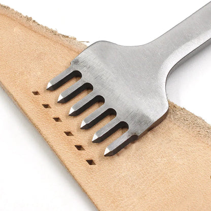 Leather Hole Punch Tool - 3/4/5/6mm Spacing Punch for Lacing, Stitching, and Sewing - DIY Leather Craft Tools with 1/2/4/6 Prong Options