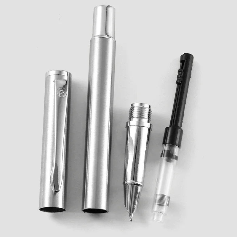 Luxury Metal Fountain Pen - Curved Nib 0.38/0.8/1.3mm Student Writing, Art, Signature & Office Stationery Pen