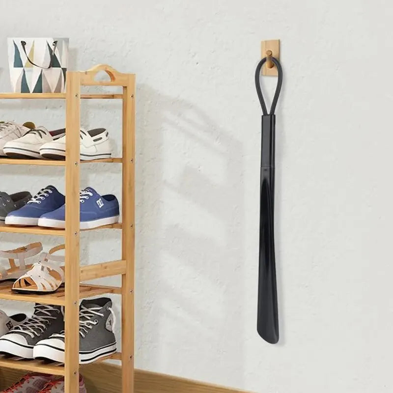 Extra Long Black Plastic Shoe Horn Spoon Shape - Flexible Shoe Lifter & Shoe Accessory