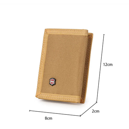 Men's Korean Tri-Fold Coin Purse – 5 Colors, Slim Canvas Wallet, Multifunctional Card Holder