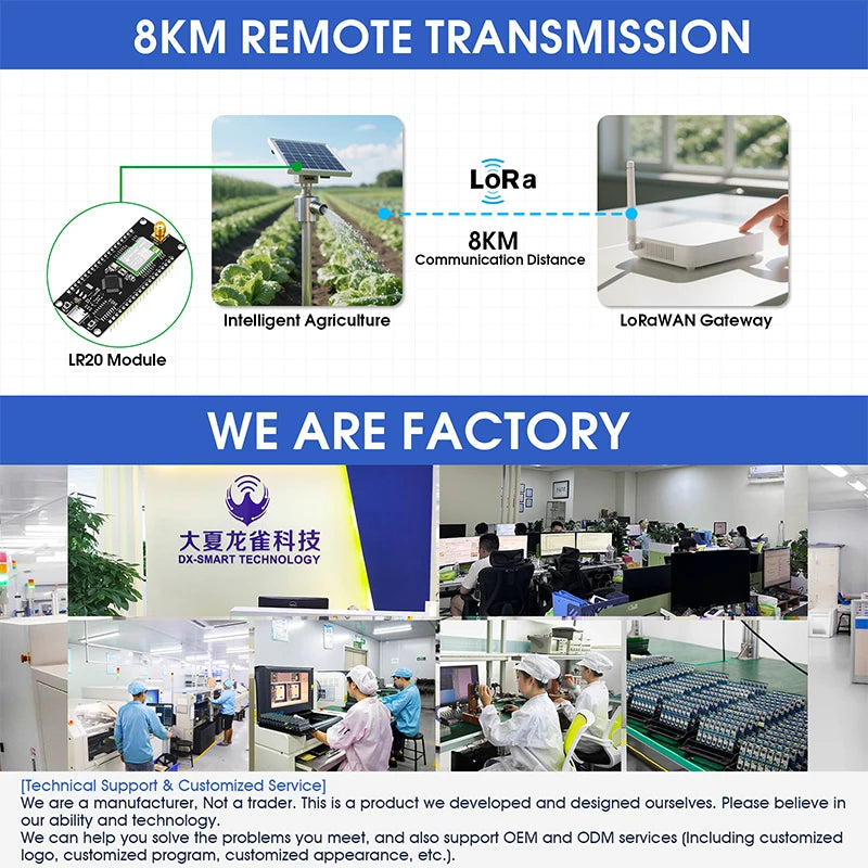 LLCC68 LoRa Wireless Module - DX-LR20 22dBm Long-Range SMD RF Module for 433/475/868/915MHz Frequencies