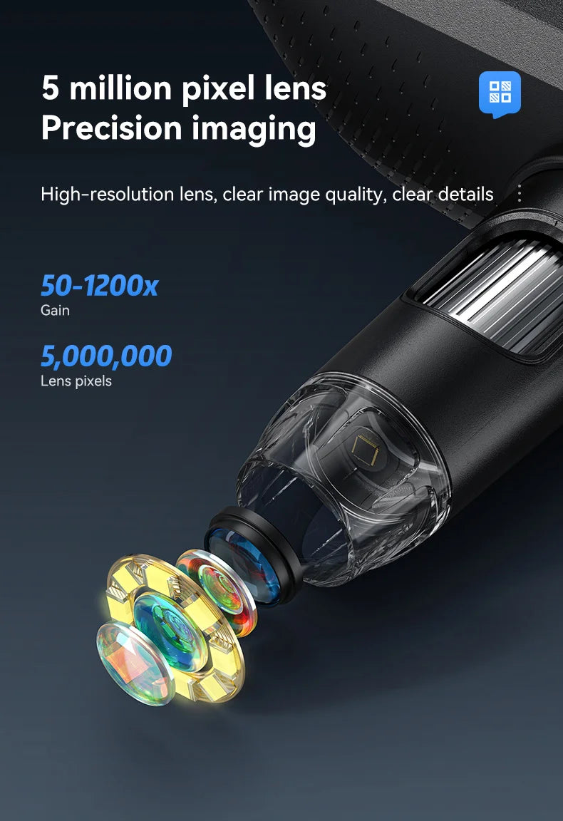 7-Inch IPS Digital Coin Microscope 5MP 1200X – 1080P Ultra-Precise Focusing Camera with 8 LED Lights for Coins & Circuits