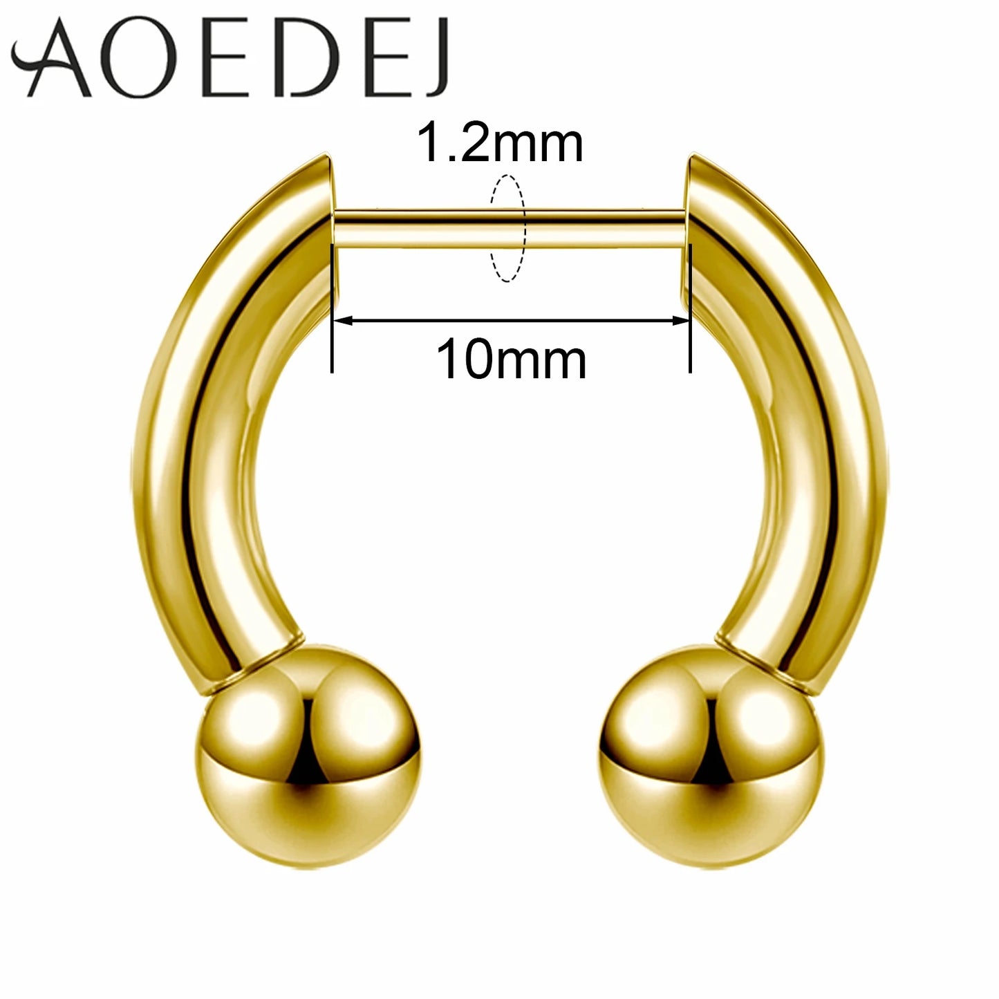 AOEDEJ 16G Stainless Steel Plug-In Style Nose Ring – Spike Ox Horn Septum Ring for Men & Women Large Gauge Body Piercing (8–10mm) Single Piece