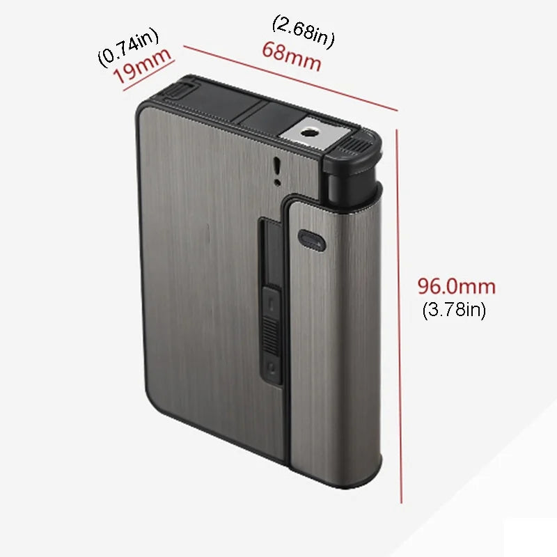 Portable Automatic Cigarette Case - Metal Holder Box for 10 King-Size Cigarettes, Gift for Men & Dad