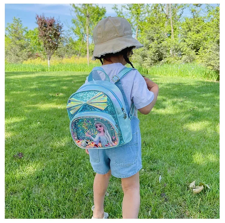 Disney Frozen Elsa & Anna Sequins Backpack - Fashion Glitter PU Leather School Bag for Girls, Kawaii Travel Backpack & Christmas Gift