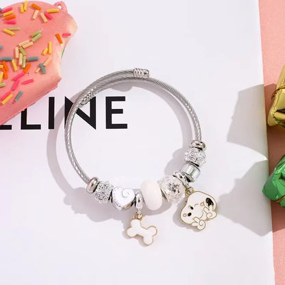 Snoopy Cartoon Bracelet – Adjustable Fashion Wristband for Kids & Adults, Cute Jewelry Gift