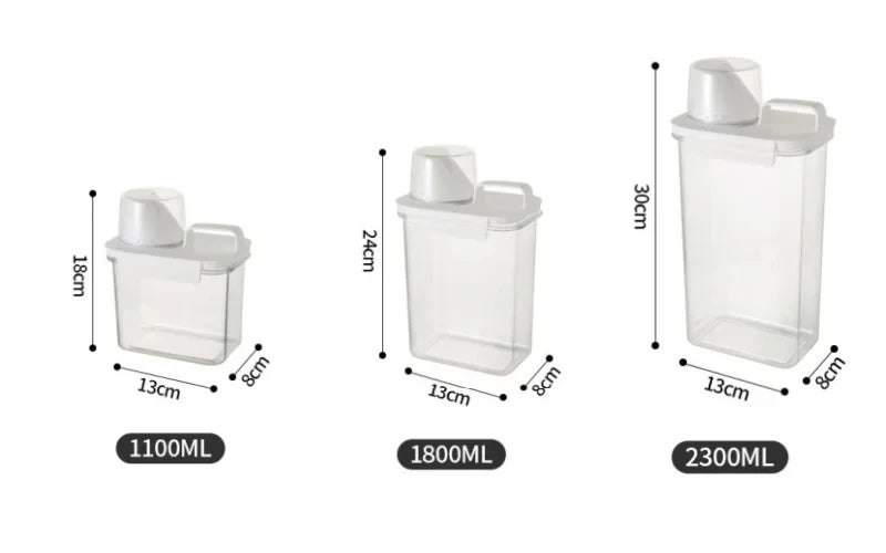 Airtight Laundry Detergent Dispenser – Clear Powder & Liquid Storage Container with Lid Jar