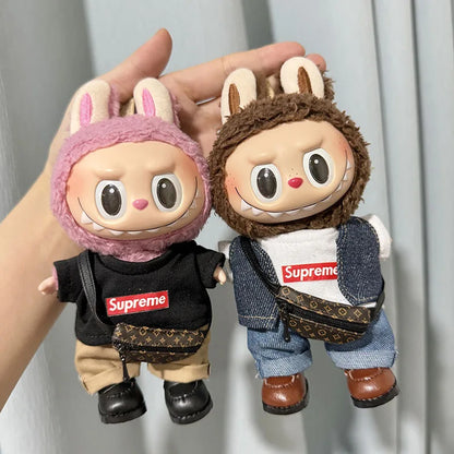 17cm Lovely Labubu Doll Clothes - First & Second Generation Supreme Clothing Set, Multi-Color Outfits