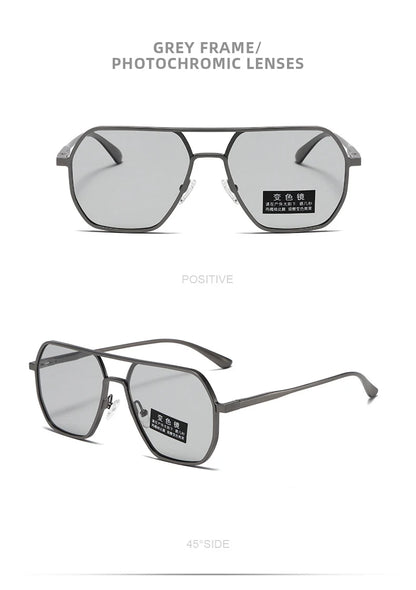 Luxury Metal Photochromic Sunglasses – Fashion Polarized UV400 Chameleon Anti-Glare Driving Glasses for Men & Women
