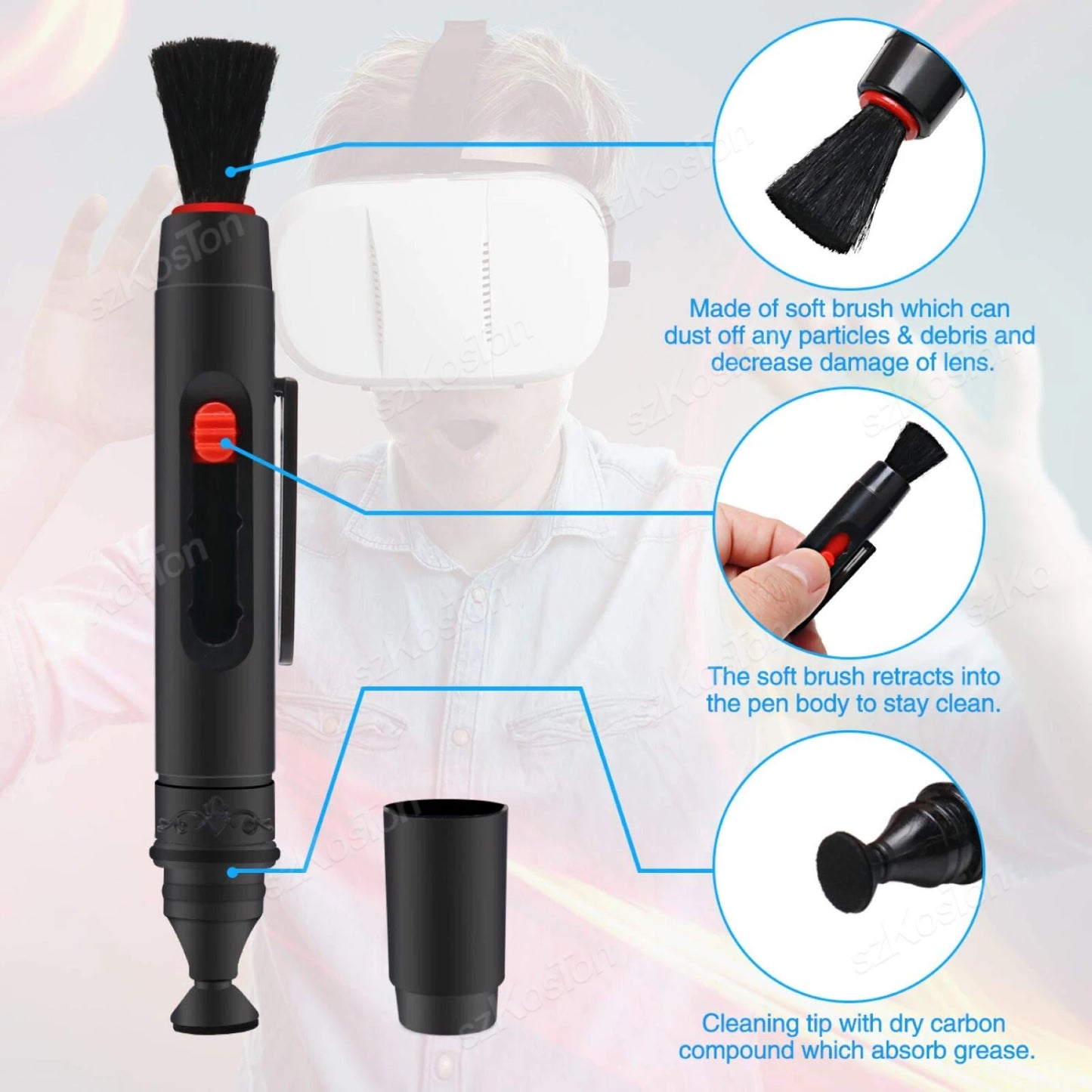 Universal VR Headset Cleaning Kit – Anti-Scratch Lens Pen for Vision Pro, Quest 2/3, PSVR2 & Pico 4