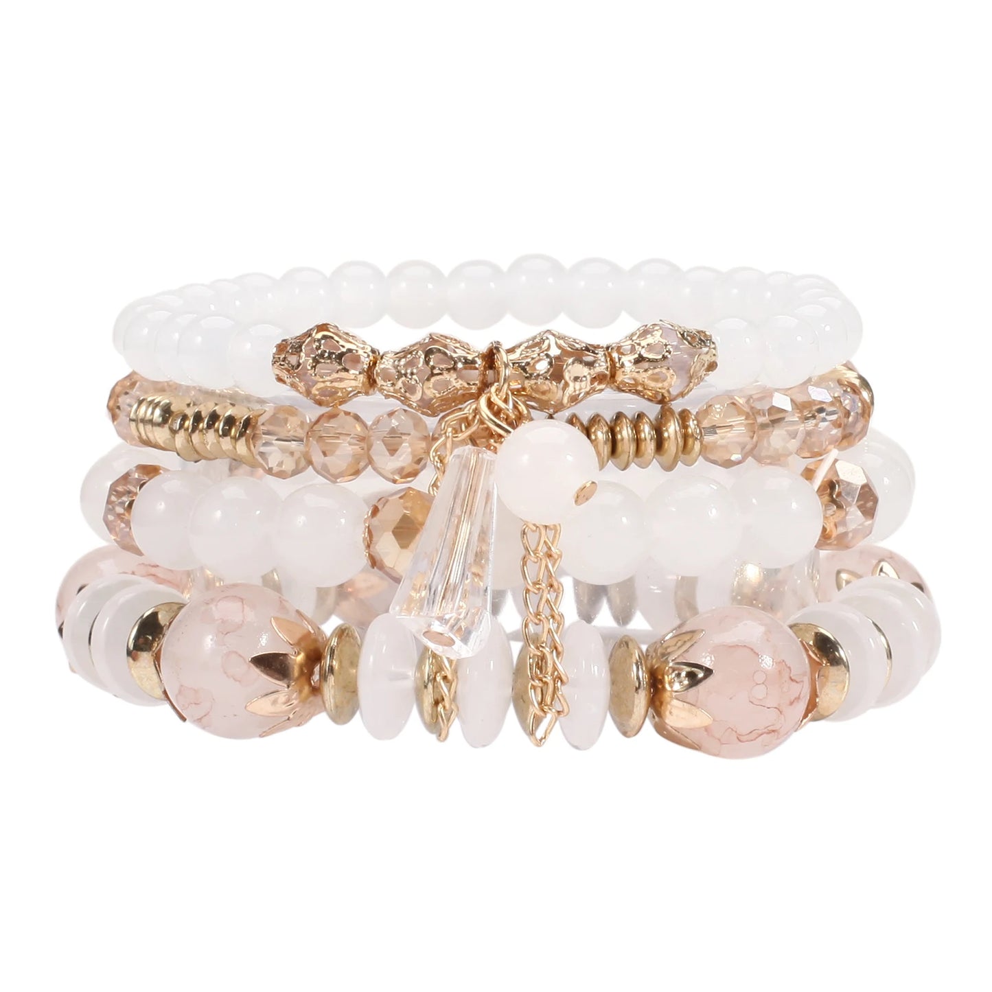 Bohemian Stackable Bead Bracelets - Multilayer Charm Stretch Bangles for Women