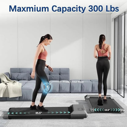 300lbs Home Treadmill – 2.5HP 2-in-1 Walking & Running Pad with LCD Digital Display, Fitness Exercise Machine