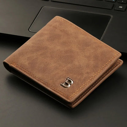 Retro Men’s Leather Wallet – Slim Money Purse with Coin Bag & Zipper, Stylish Dollar Design
